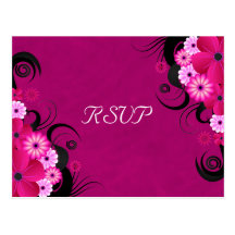 Tarjetas de contestación elegantes florales fucsia postales