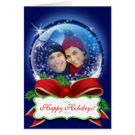 Tarjetas de encargo de la foto del navidad del glo