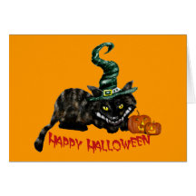 Tarjetas de felicitación del gato de las brujas de