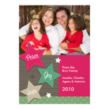 Tarjetas de la foto del día de fiesta - paz, alegr invitaciones personalizada