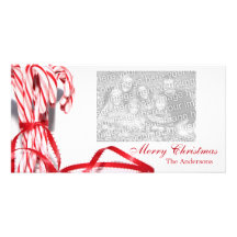 Tarjetas de la foto del navidad de los bastones de tarjetas con fotos personalizadas