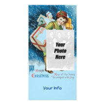 Tarjetas de la foto del navidad del vintage plantilla para tarjeta de foto