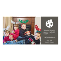 Tarjetas de la foto del ornamento de las felices N Tarjeta Fotográfica Personalizada