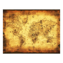 Tarjetas de la invitación del mapa de Viejo Mundo