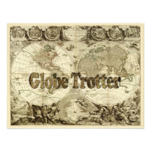 Tarjetas de la invitación del mapa de Viejo Mundo
