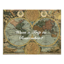 Tarjetas de la invitación del mapa de Viejo Mundo