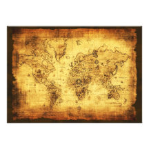 Tarjetas de la invitación del mapa de Viejo Mundo