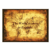 Tarjetas de la invitación del mapa de Viejo Mundo