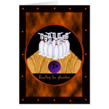 Tarjetas de la plantilla de Halloween de los bolos