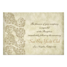 Tarjetas de la recepción nupcial del damasco del v invitación