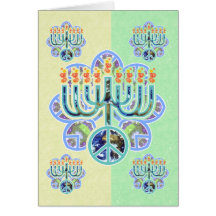 Tarjetas de Menorah Chanukah de la paz de la tierr