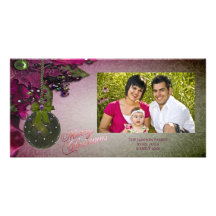 Tarjetas de Navidad verdes rojas de la foto del vi Tarjetas Fotográficas