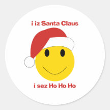 Tarjetas de Navidad y regalos sonrientes de Santa Pegatina