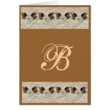 Tarjetas de nota de Brown Mongrammed del vintage