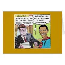 Tarjetas de nota de JFK y de ObamaMan
