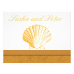 Tarjetas de oro de RSVP del boda de playa de Shell Invitacion Personal