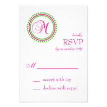 Tarjetas de RSVP del círculo del punto del monogra Anuncio Personalizado