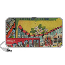 Tarjetas de vacaciones retras portátil altavoces
