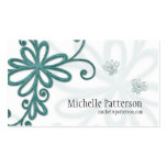Tarjetas de visita azules elegantes de la flor w/B