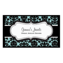 Tarjetas de visita azules elegantes del damasco