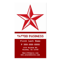 Tarjetas de visita blancas rojas del tatuaje de la