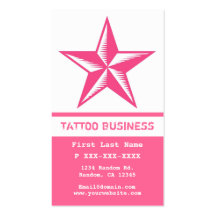 Tarjetas de visita blancas rosadas del tatuaje de 