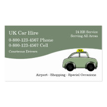 Tarjetas de visita BRITÁNICAS del taxi