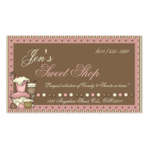 Tarjetas de visita:: Caramelo, magdalenas y tienda