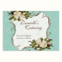 Tarjetas de visita - damasco floral de la magnolia tarjetas de negocio