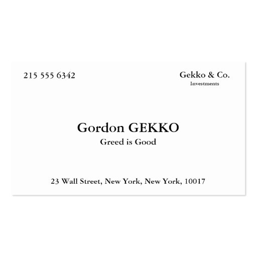 Tarjetas de visita de Gordon Gekko