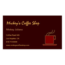 Tarjetas de visita de la cafetería