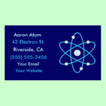 Tarjetas de visita de la ciencia del átomo tarjetas de negocio