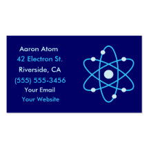 Tarjetas de visita de la ciencia del átomo