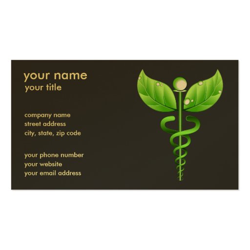 Tarjetas de visita de la medicina alternativa del 