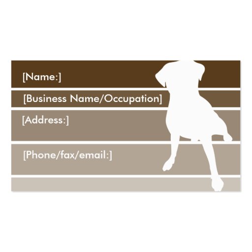 Tarjetas de visita de la silueta del perro de los 