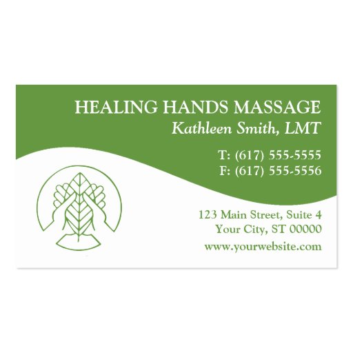 Tarjetas de visita de la terapia del masaje