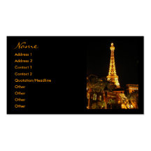 Tarjetas de visita de la torre Eiffel de Las Vegas