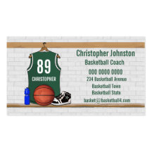 Tarjetas de visita del baloncesto (verde)