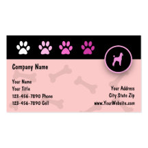 Tarjetas de visita del cuidado de animales de comp