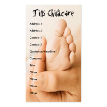 Tarjetas de visita del cuidado de niños