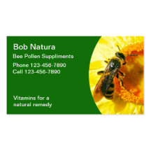 Tarjetas de visita del polen de la abeja