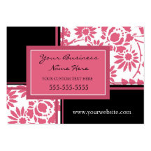 Tarjetas de visita florales negras rosadas elegant