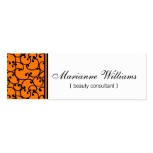 Tarjetas de visita micro de la belleza anaranjada 