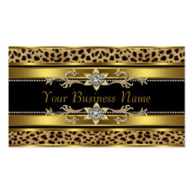 Tarjetas de visita negras del leopardo del oro