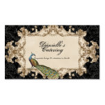Tarjetas de visita - pavo real y aguafuertes negro