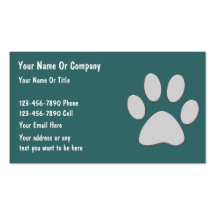 Tarjetas de visita simples del cuidado de animales
