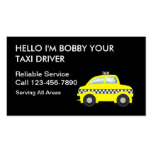 Tarjetas de visita simples del taxi