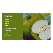 Tarjetas de visita verdes de la fruta de las manza