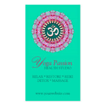 Tarjetas de visita verdes rosadas de la edad de OM