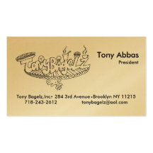 Tarjetas de visitas de Tony Bagelz